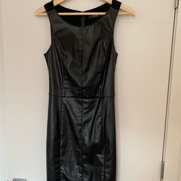 Pleather front black dress